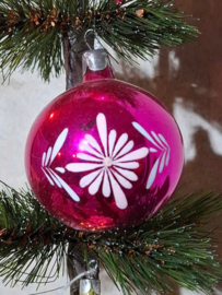 Oude Antiek Vintage Kerstbal 10413 Roze