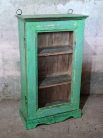 Oude Vintage Wandkastje Hangkastje Vitrine Kastje Ibiza Groen