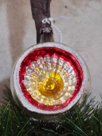 Oude Antiek Vintage Kerstbal 10029 Deukbal Rood
