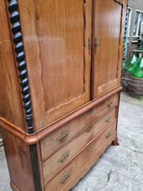 Oude Antieke Biedermeier Kabinet Kast Kuifkast