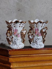 Oude Antieke Set Franse Biedermeier Bruidsvaasjes Vaasje Porselein
