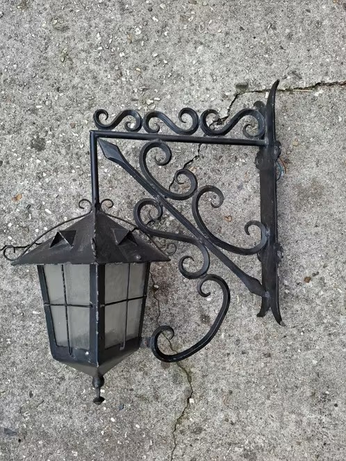 Oude Vintage Metalen Buitenlamp Wandlantaarn Smeedijzer