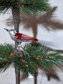 Oude Antiek Vintage Kerstbal 10394 Vogel op Clip