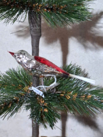 Oude Antiek Vintage Kerstbal 10393 Vogel op Clip