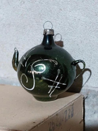 Oude Antieke Kerstbal 6527 Koffiepot Theepot Groen