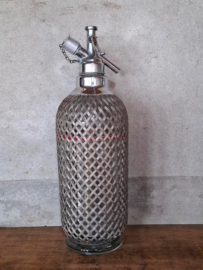Oude Antiek Vintage Spuitfles Sodafles Metalen Cover