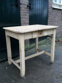 Oude Brocante Houten Tafel Boter Creme