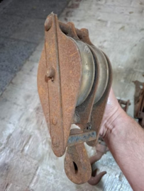 Oude Antiek Metalen Katrol Hijsblok
