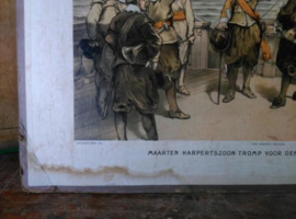 Oude Schoolplaat Maarten Hapertszoon Zeeslag bij Duins 1639