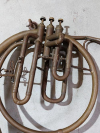 Oude Antieke Koperen Franse Hoorn Muziekinstrument