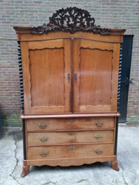Oude Antieke Biedermeier Kabinet Kast Kuifkast