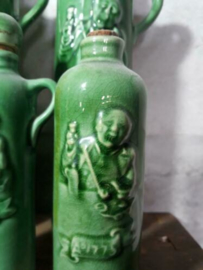 Oude Brocante Jenever Kruikje Hulstkamp Plateel Groen