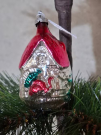 Oude Antiek Vintage Kerstbal 8934 Huisje