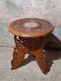Oude Vintage Bijzettafel Piedestal Handgesneden Parelmoer Azie