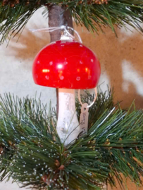 Oude Antiek Vintage Kerstbal 10053 Paddenstoel