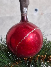 Oude Antiek Vintage Kerstbal 9211 Rood