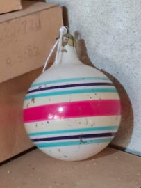 Oude Antiek Vintage Kerstbal 8555 Gestreept