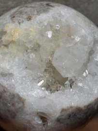 Kwarts Calciet Geode Bol op Sokkel Kristallen - Edelsteen
