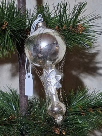 Oude Antiek Vintage Kerstbal 10224 Hanger Ionisch Draad