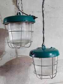 Oude Vintage Industriele Hanglamp Bunkerlamp Kooilamp Emerald Groen