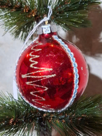 Oude Antiek Vintage Kerstbal 10420 Rood