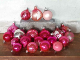 Oude Vintage Kerstballen 7388 Set  Roze