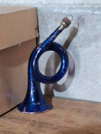 Oude Antieke Kerstbal 8208 Trompet Blauw