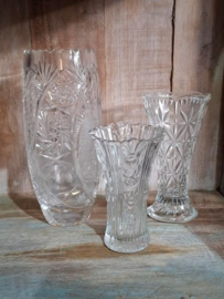 Oude Vintage Kristallen Vaasjes set van 3