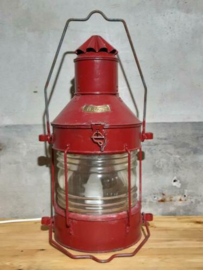 Oude Antieke Scheepslamp Scheepsantiek Mastlamp NMV Lamp Rood