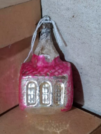 Oude Antiek Vintage Kerstbal 7984 Kerkje