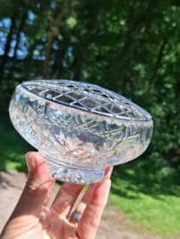 Oude Brocante Engelse Pique Fleur Flowerbowl Bloemensteker Kristal