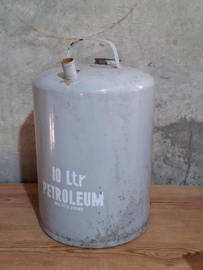 Oude Brocante Emaille Petroleumkan Grijs 10 Liter