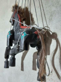 Oude Brocante Houten Marionette Paard