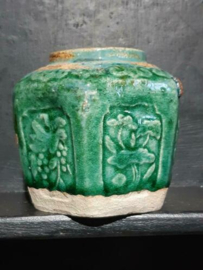 Oude Antiek Chinese Shiwan Gemberpot Turquoise Groen
