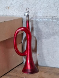 Oude Antieke Kerstbal 8198 Trompet Rood