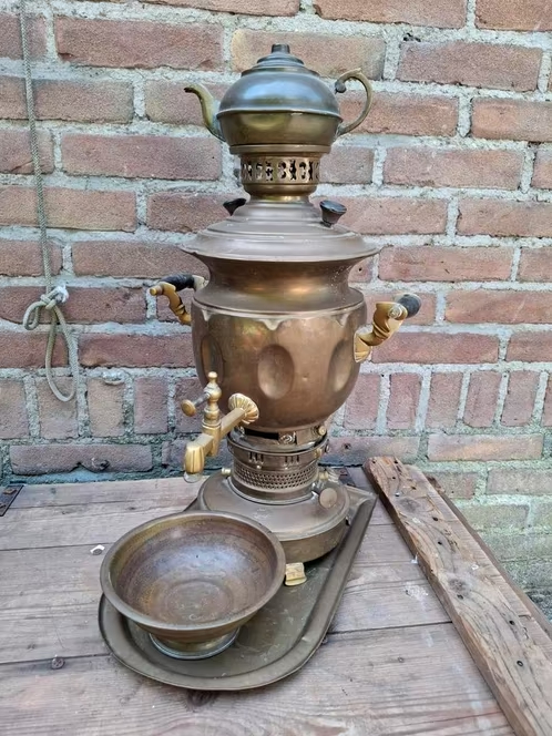 Oude Antieke Perzische Koperen Samovar