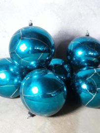 Oude Antiek Vintage Kerstbal 1989 Blauw Craquele