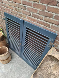 Oude Brocante Houten Set Shutters Luik Grijs
