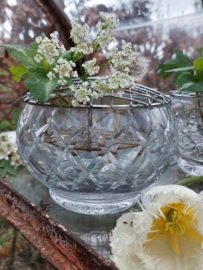 Oude Brocante Engelse Pique Fleur Flowerbowl Bloemensteker Kristal