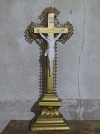 Oude Antieke Crucifix Kruisbeeld Jezus Biscuit Filligrain