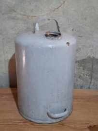 Oude Brocante Emaille Petroleumkan Grijs 10 Liter