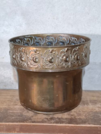 Oude Antieke Messing Bloempot Brass Planter Bredemeijer