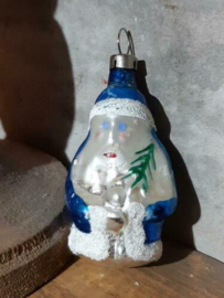 Oude Antieke Kerstbal 5447 Kerstman Blauw