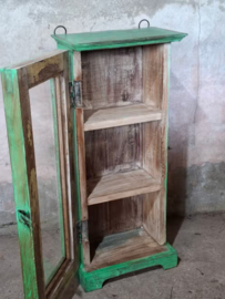 Oude Vintage Wandkastje Hangkastje Vitrine Kastje Ibiza Groen