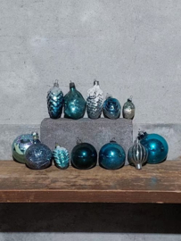 Oude Vintage Kerstballen 110593 Set Blauw Groen