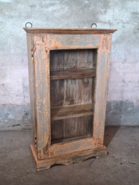 Oude Vintage Wandkastje Hangkastje Vitrine Kastje Ibiza Zalm