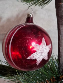 Oude Antiek Vintage Kerstbal 12345 Gedecoreerd Rood