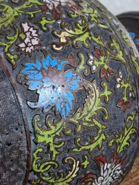 Oude Antieke Chinese Cloisonne Campleve Bronzen Vaas Emaille