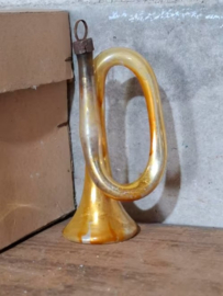 Oude Antieke Kerstbal 8211 Trompet Goud