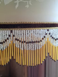 Oud Vintage Franse Hanglampje met Kralen Kralenband